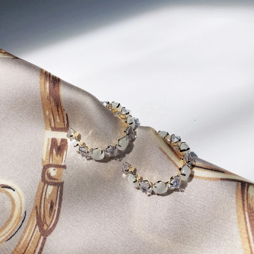 ✨NEW✨ Luxury Opals Hoop Earrings, Fashion Style for Women, as gift, party - Picture 4 of 7